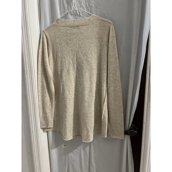 Kerisma Beige Lightweight Sweater High Low Hem Sz M Angora Blend Raw Seams - Picture 5 of 5